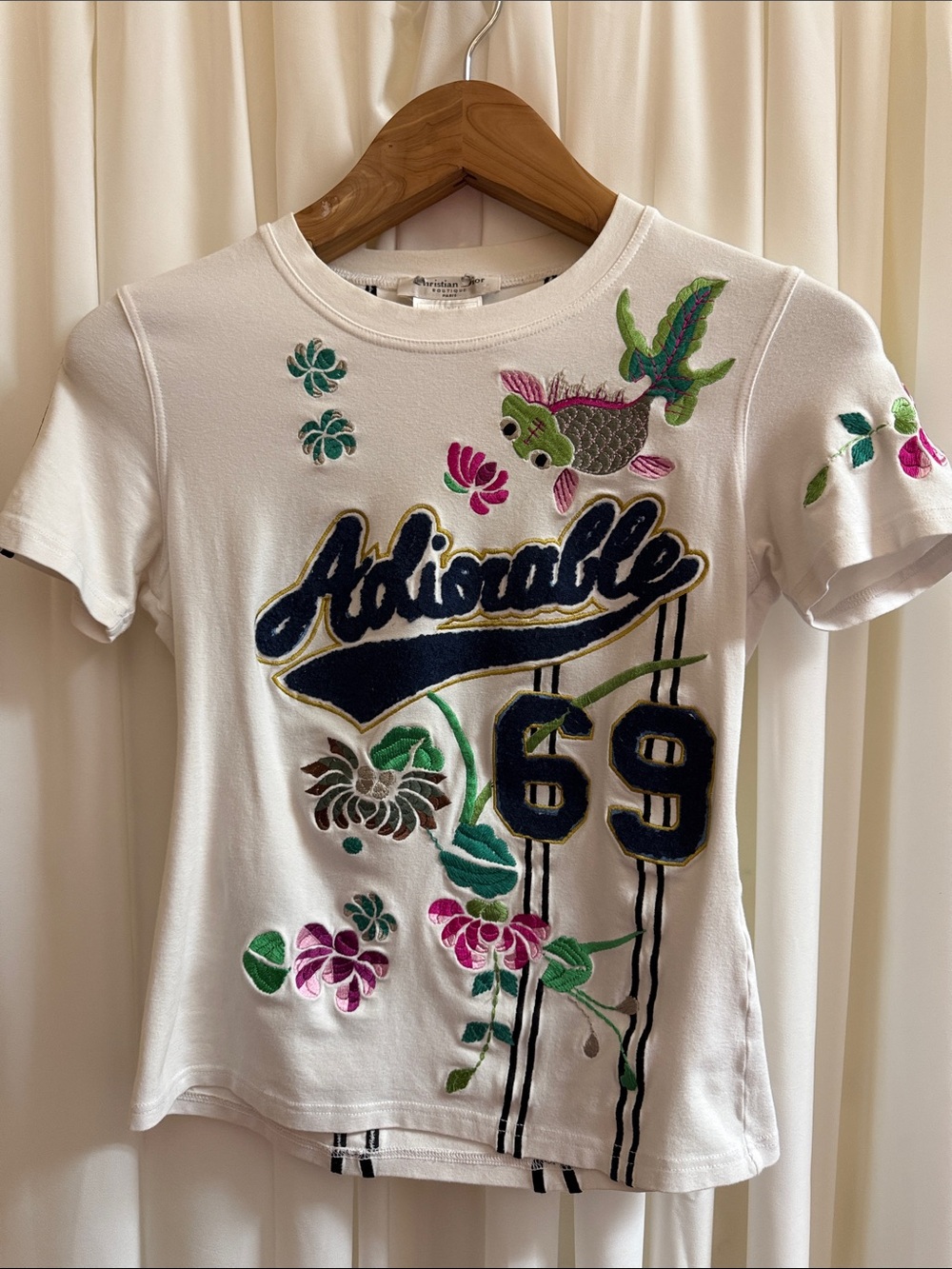 2003 Dior adiorable 69 white shirt by John Galliano white chicks fish lotus